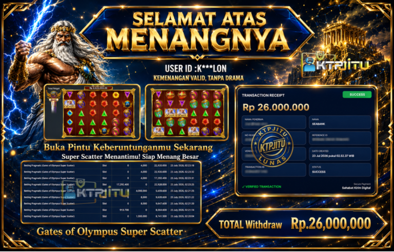 Pembayaran Withdraw Hari Ini — 23 Juli 2026 Oleh KTPJITU