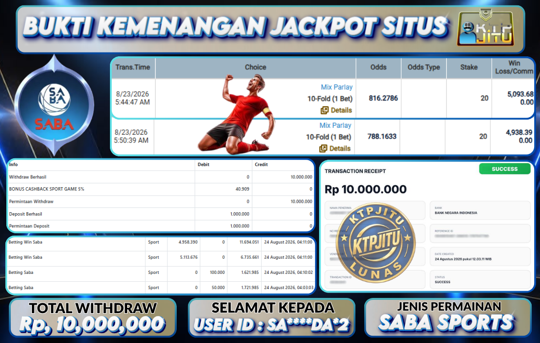 Pembayaran Withdraw Hari Ini — 24 Agustus 2026 Oleh KTPJITU Pembayaran Withdraw Hari Ini — 24 Agustus 2026 Oleh KTPJITU