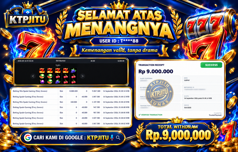 Pembayaran Withdraw Hari Ini — 16 September 2026 Oleh KTPJITU