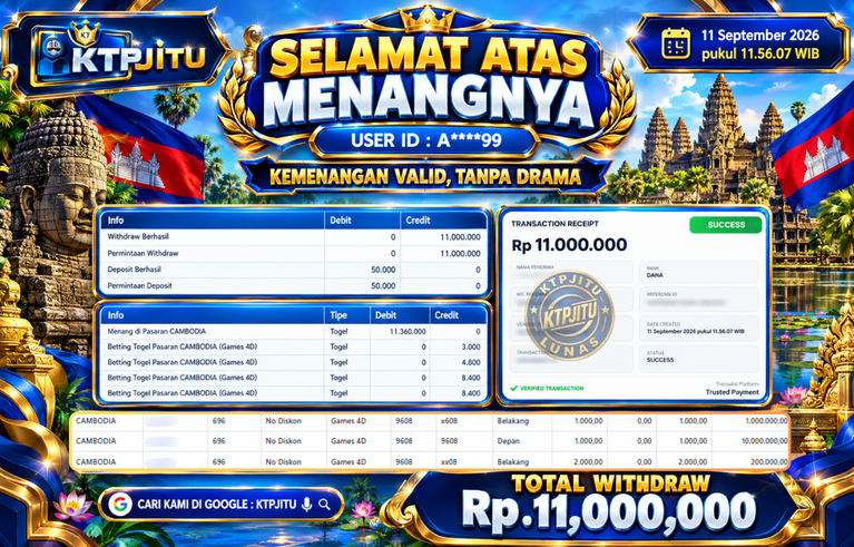 Pembayaran Withdraw Hari Ini — 11 September 2026 Oleh KTPJITU