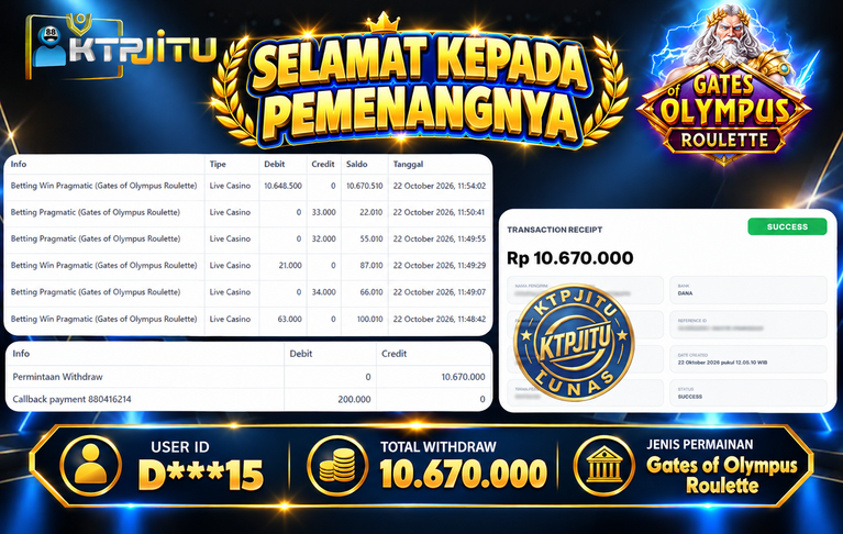 Pembayaran Withdraw Hari Ini — 22 Oktober 2026 Oleh KTPJITU