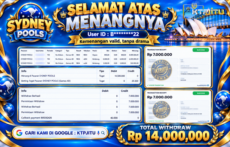 Pembayaran Withdraw Hari Ini — 14 Oktober 2026 Oleh KTPJITU