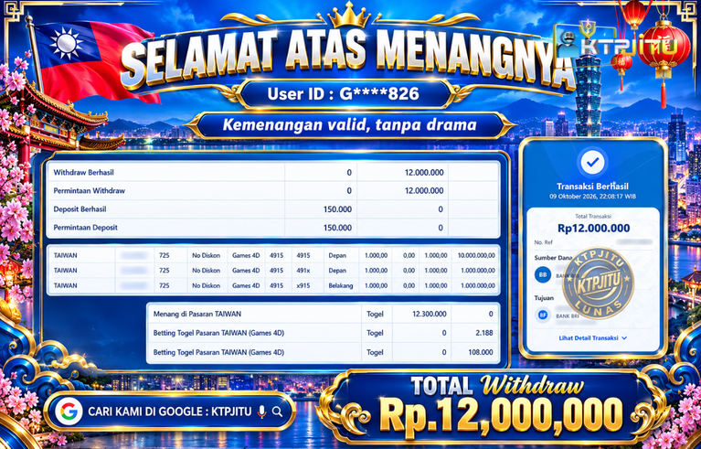 Pembayaran Withdraw Hari Ini — 09 Oktober 2026 Oleh KTPJITU